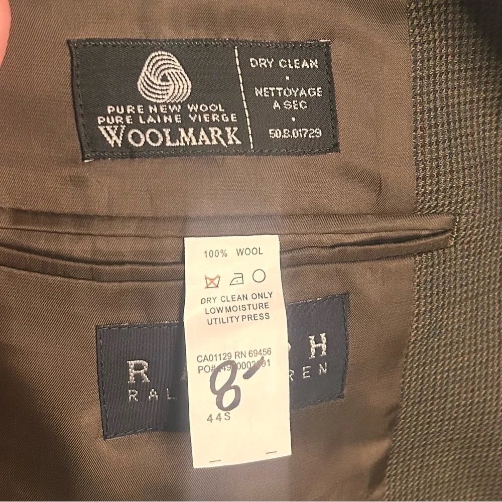 Ralph Lauren Houndstooth Blazer 44S Brown Checkered Black Label Wool 3-Button‎